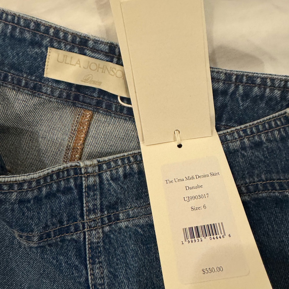 ULLA JOHNSON The Uma Midi Denim Skirt NWT - Picture 8 of 9